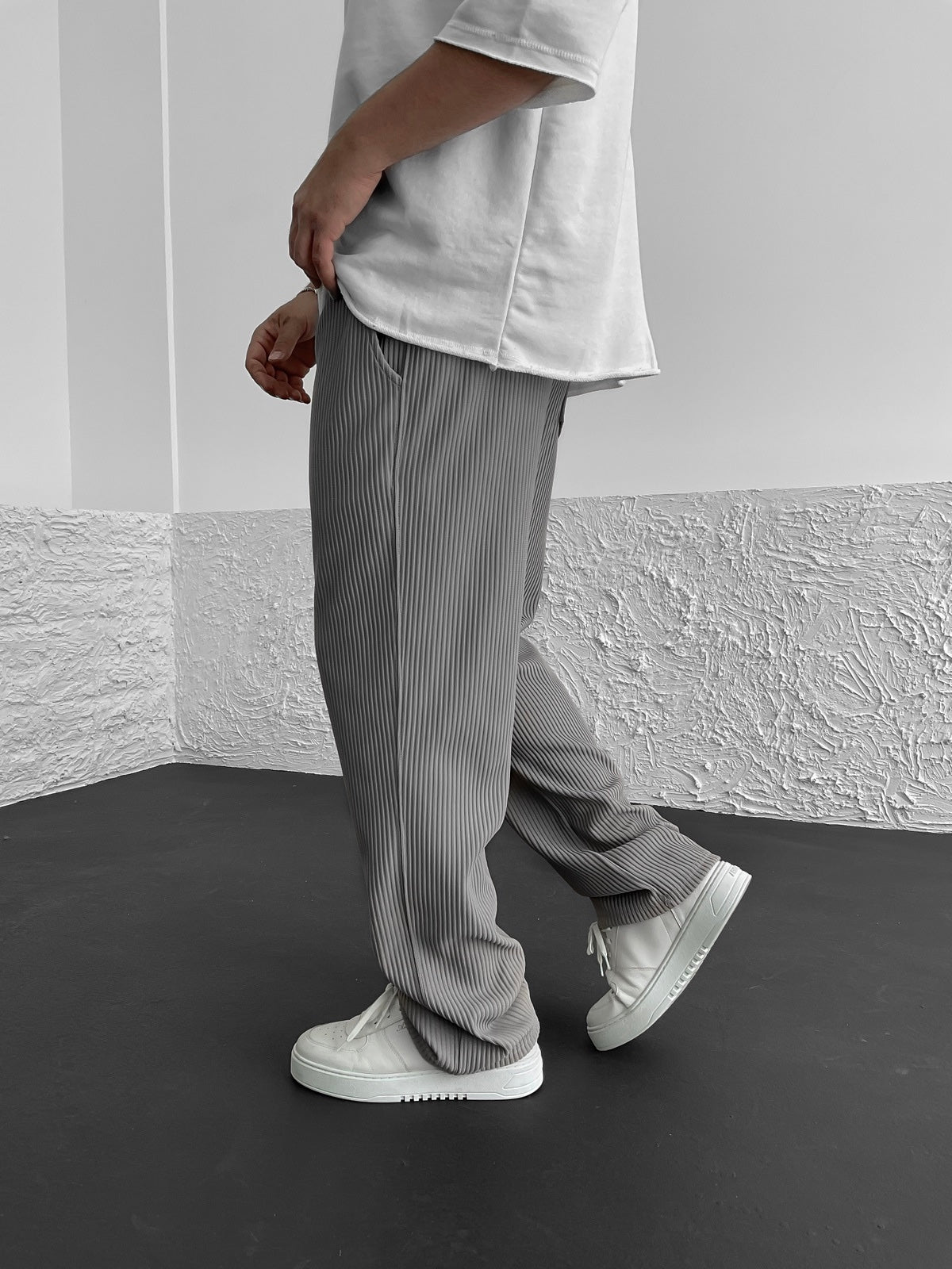 Pantalon tube côtelé