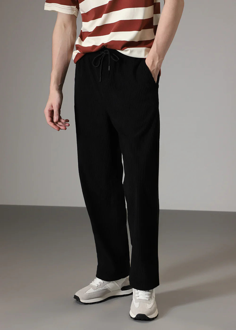 Pantalon tube côtelé