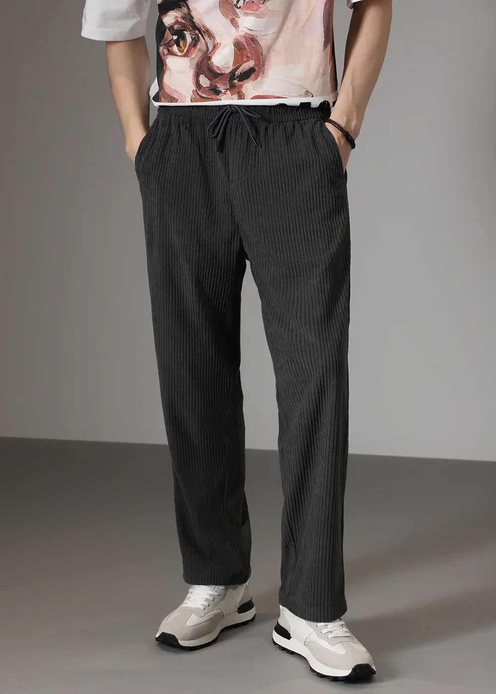 Pantalon tube côtelé