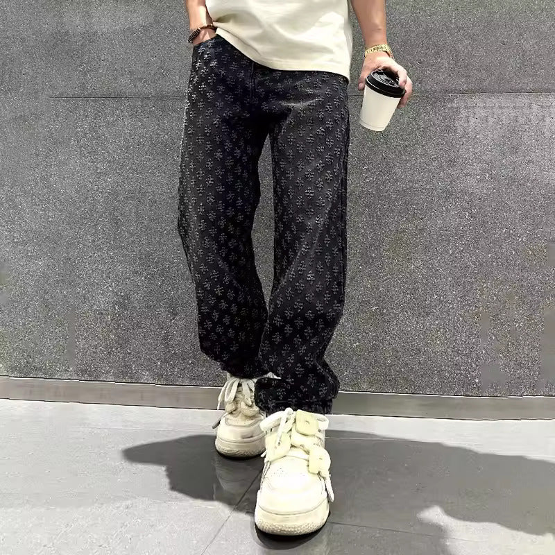 Jeans in denim jacquard