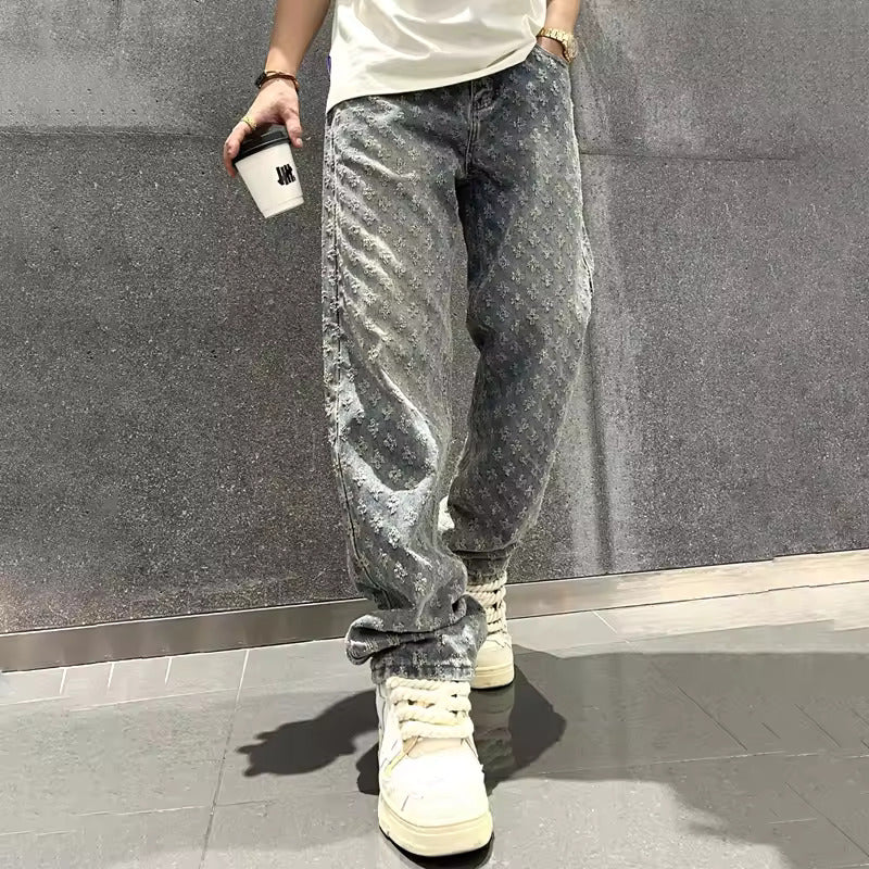 Jeans in denim jacquard
