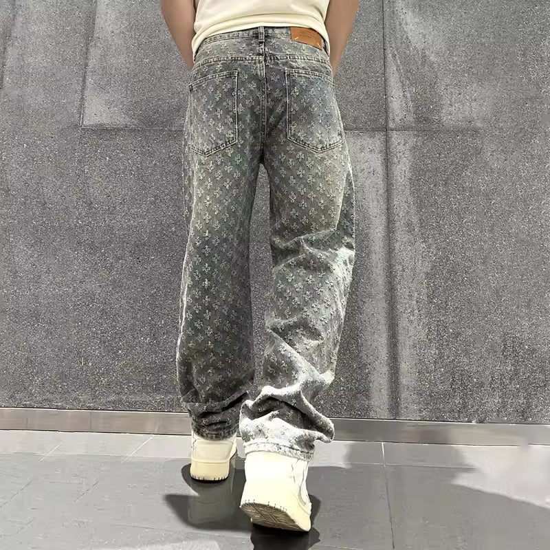 Jeans in denim jacquard