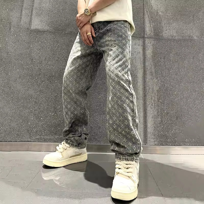 Jeans in denim jacquard